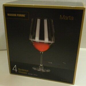 4 Bordeaux Red Wine Glasses/ Czech Crystal/ Maison Forine/ Marta/ New in Box